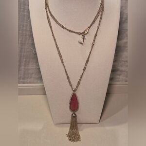 Gold Faceted Pink Pendant Necklace